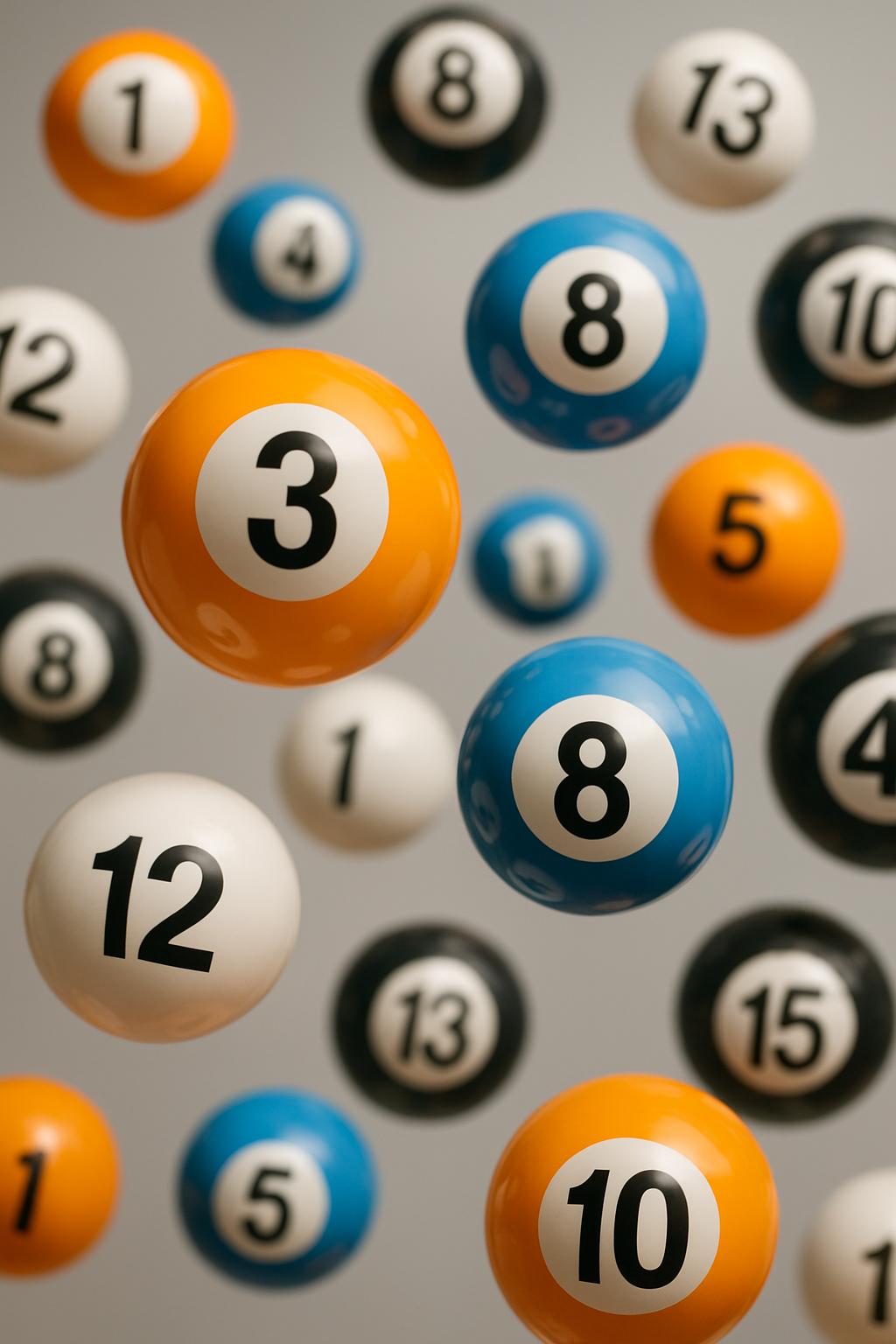 A digital visual of a random number generator with numbers and lottery balls swirling dynamically